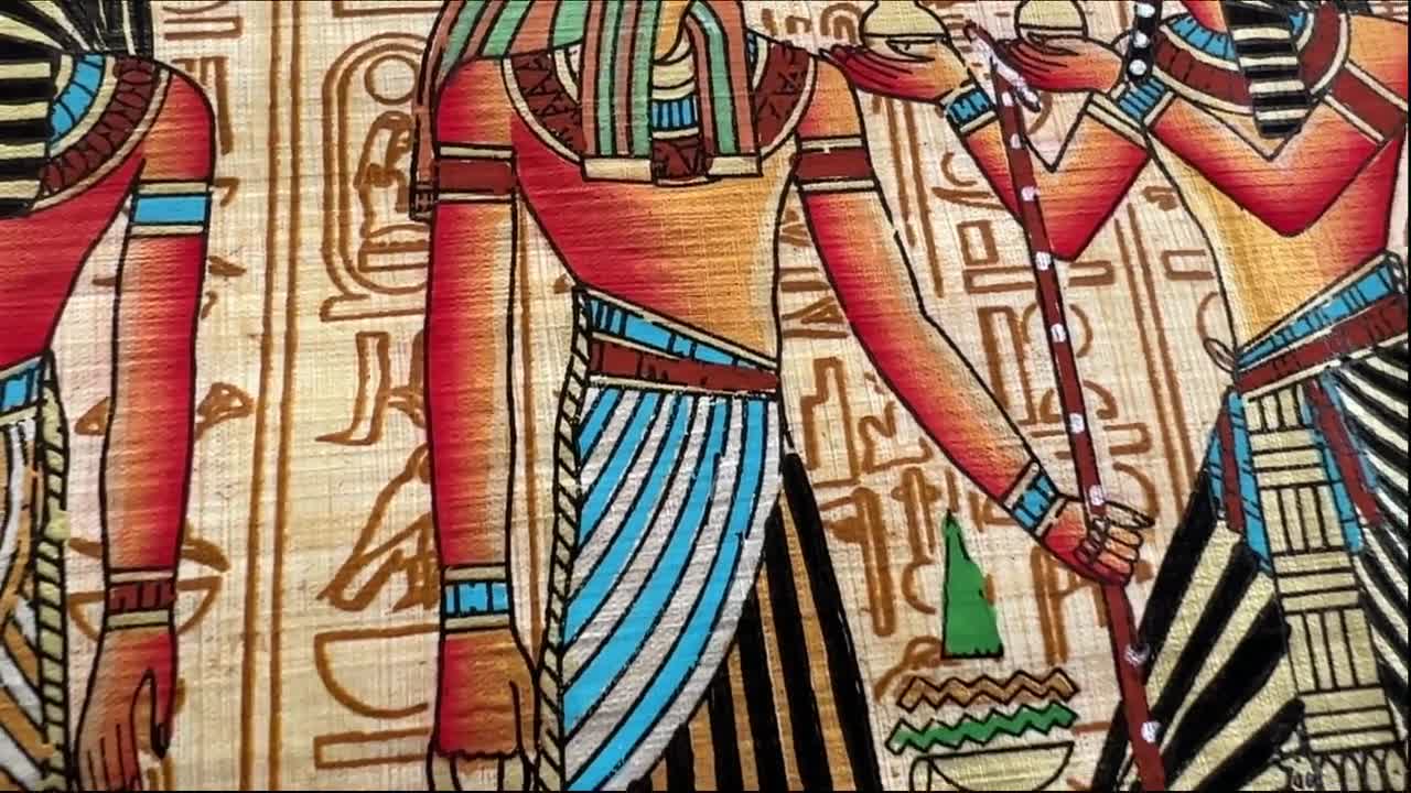 ツタンカーメンとホルス神のパピルス – 古代エジプトの壁掛けアート