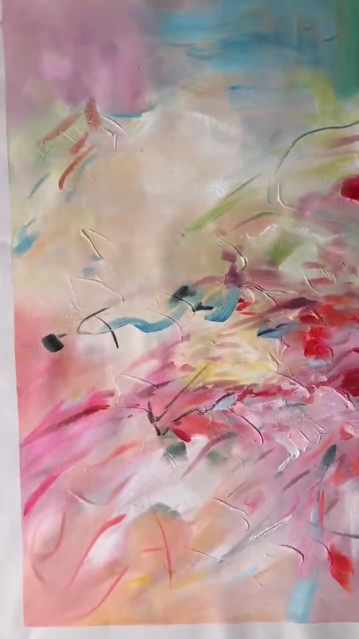 カラフルなアクリルキャンバスアート、抽象アートの大きな絵画、現代