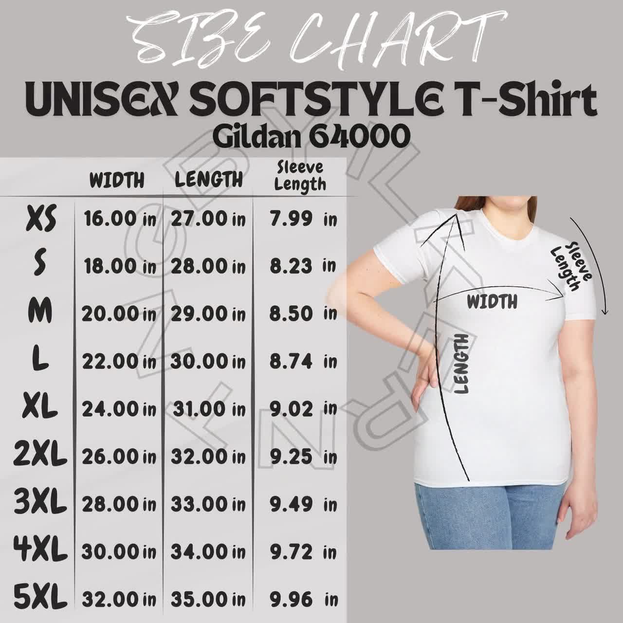 Tシャツ サイズ表 I Gildan 64000 サイズ表 | サイズ表 | ユニセックス