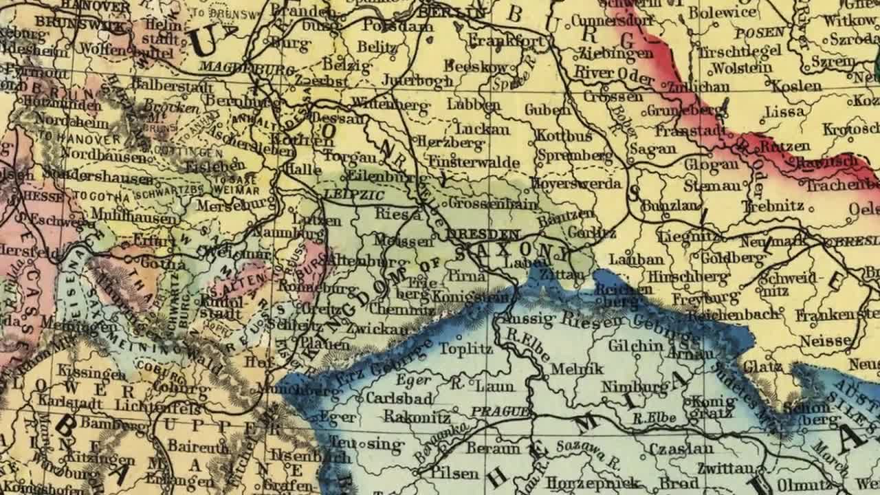 プロイセンとドイツ諸州の古地図（1863年） - 超高解像度（デジタル
