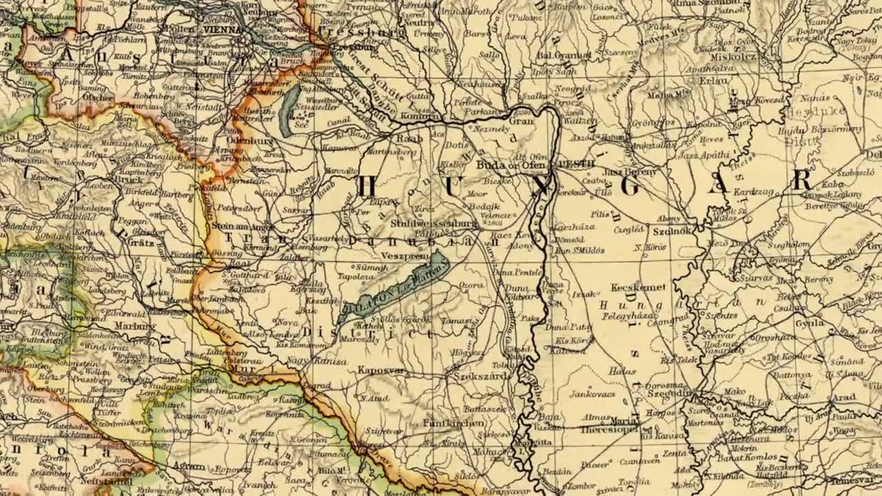 オーストリア＝ハンガリー帝国の古地図（1887年） - 超高解像度