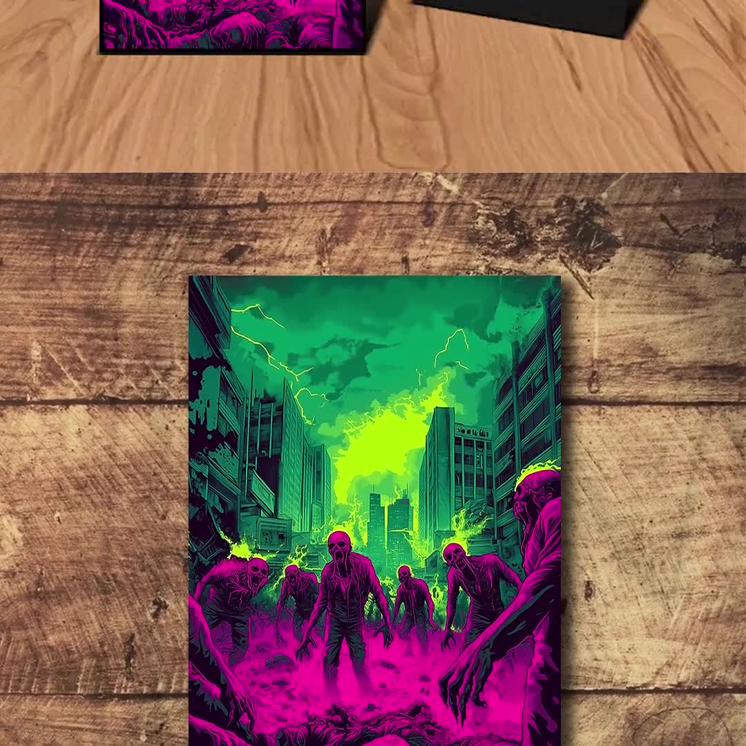 MTG Card Sleeves - Neon Zombies Card Sleeve, Matte or Foil, Gamer