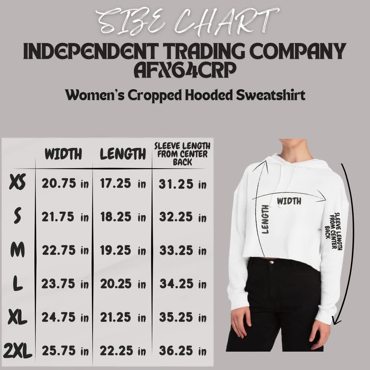 Sweatshirt Size Chart I Independent Trading Company AFX64CRP Size