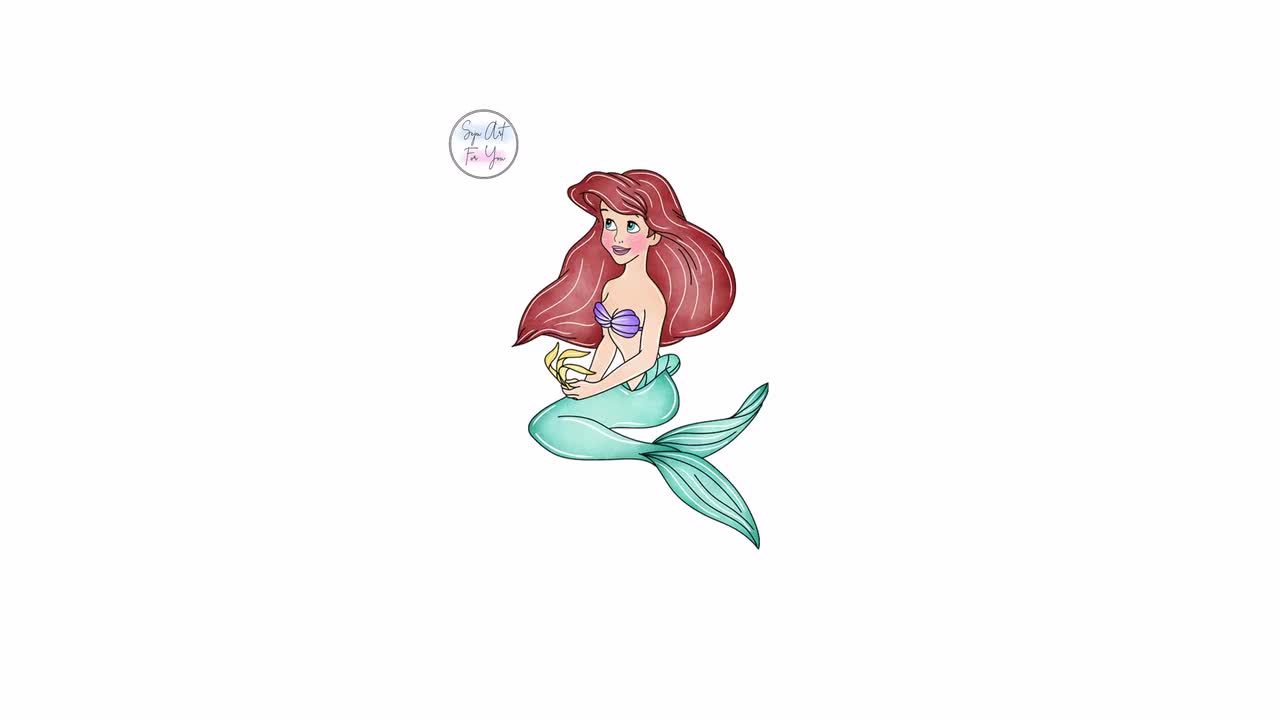 アリエルの水彩画 PNG クリップアート: リトル・マーメイド