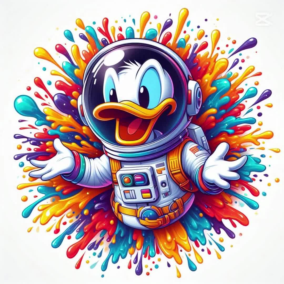 その他 DONALD DUCK90th ASTRONAUT DONALD 5 PNG Astronaut Donald Png Splash and Watercolor Png Duck