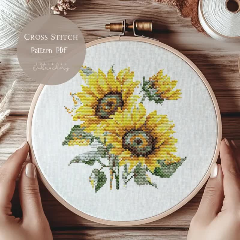 クロスステッチパターン ひまわり | 花柄クロスステッチ刺繍デザイン