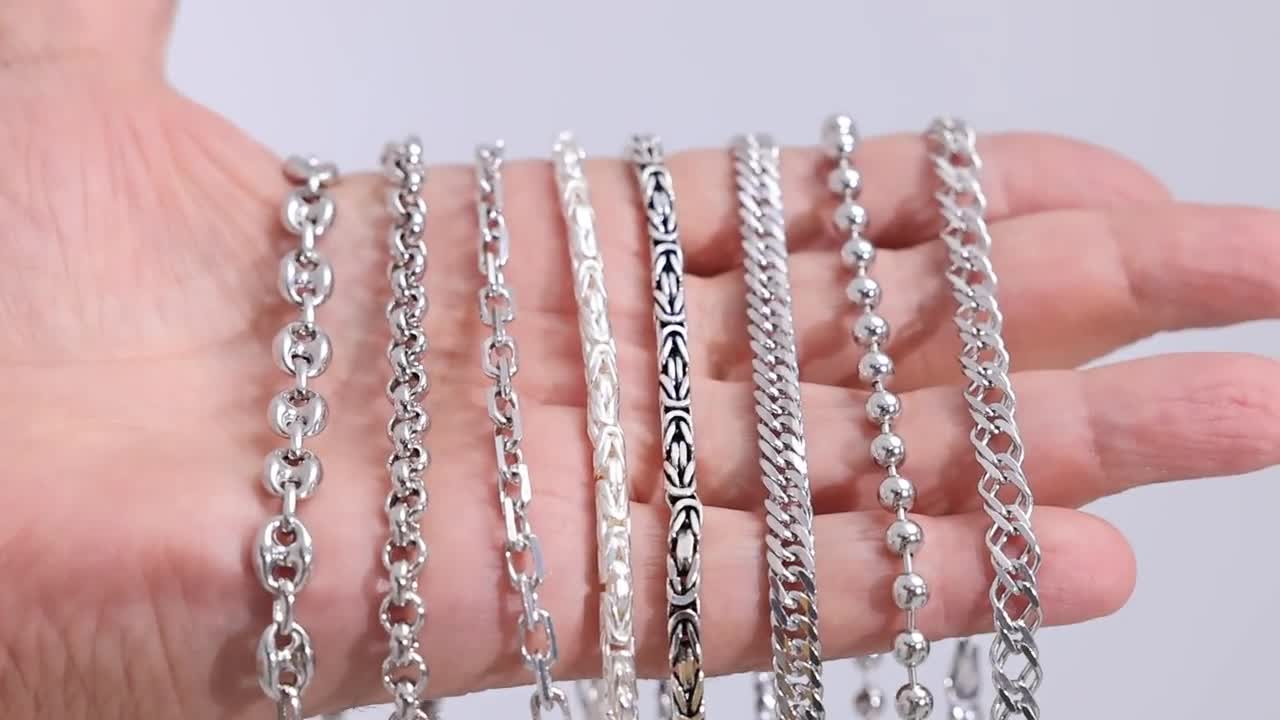 925 Sterling Silver Chain Bracelet Women Men, Euro Byzantine