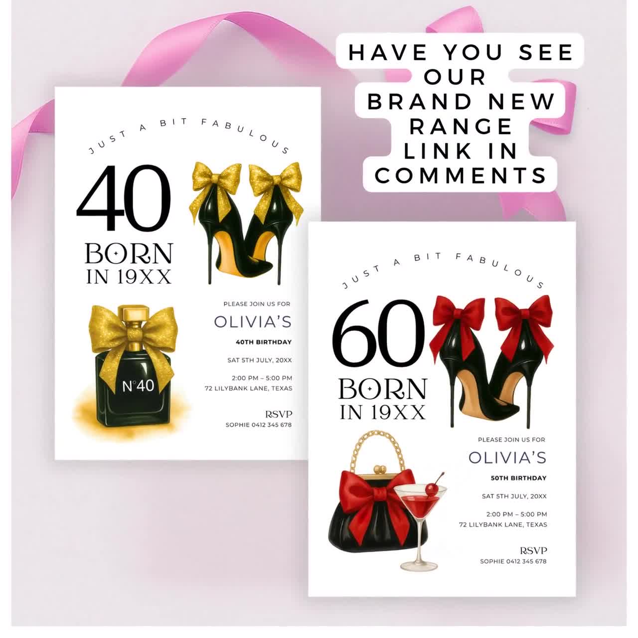 Luxury 50th Birthday Save the Date Invitation, Classy Designer