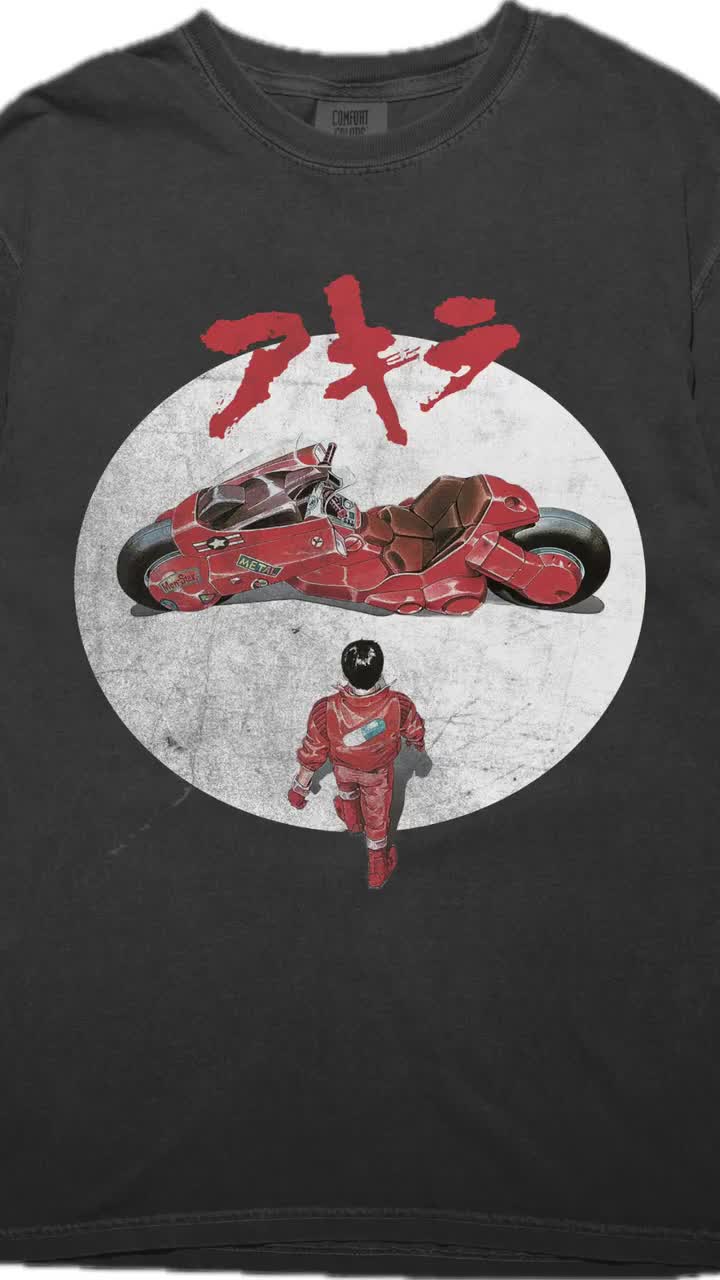 ヴィンテージ アキラ アニメ Tシャツ：コンフォートカラー マンガ T