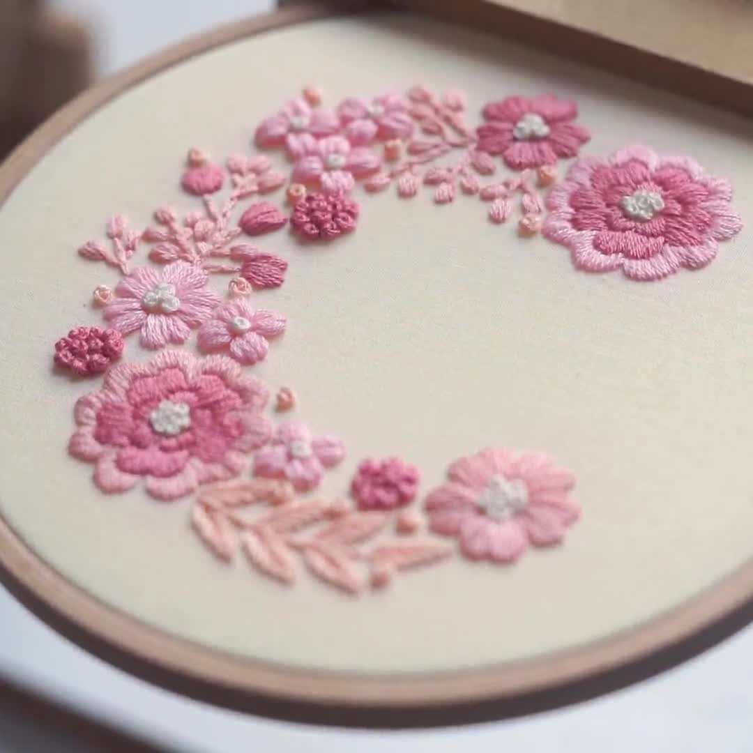 花柄アルファベットの手刺繍パターン：初心者向けDIY（PDFパターン＋
