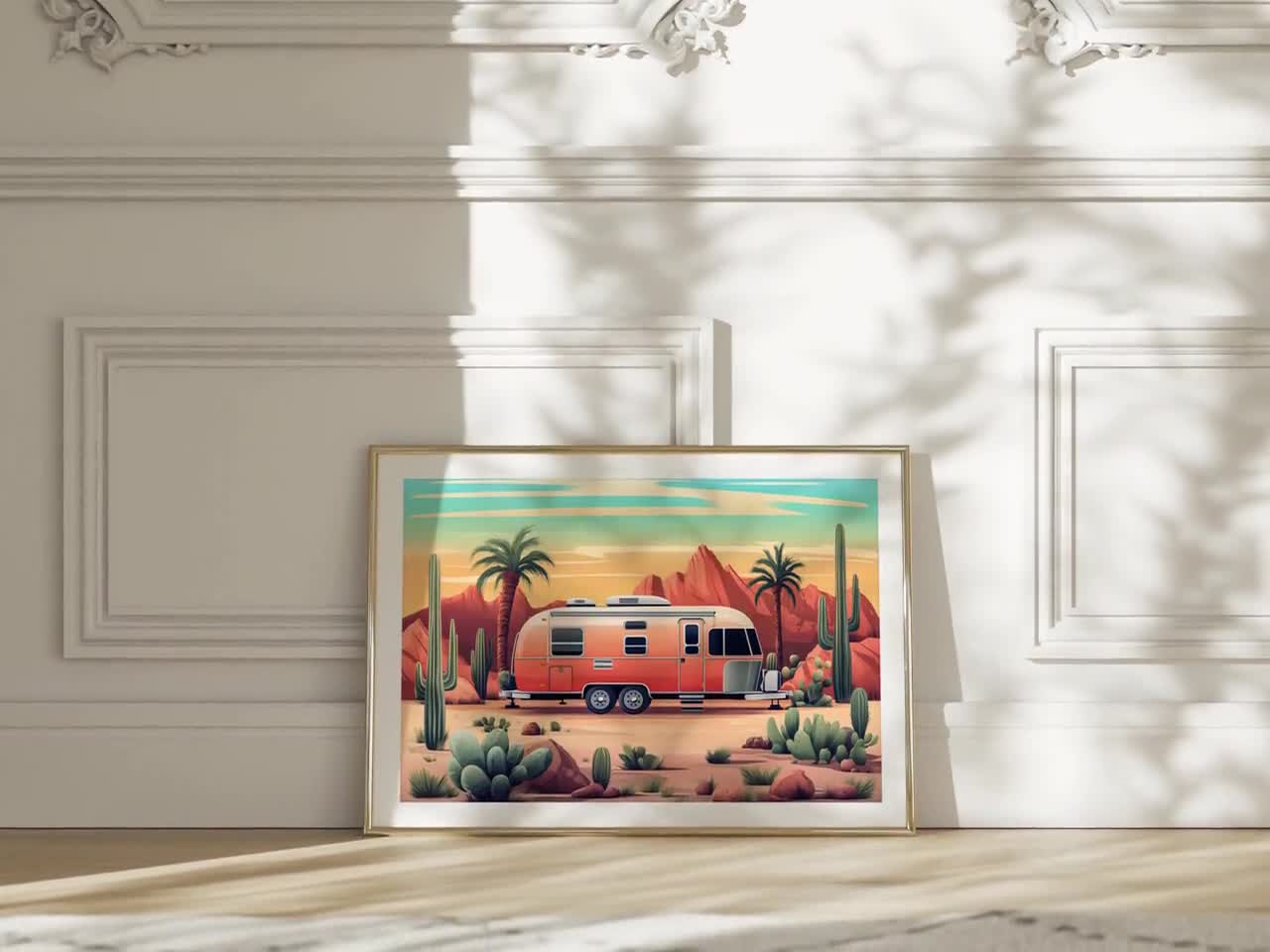 Desert Retro Camper Mid-century Modern Coastal Vintage RV Art