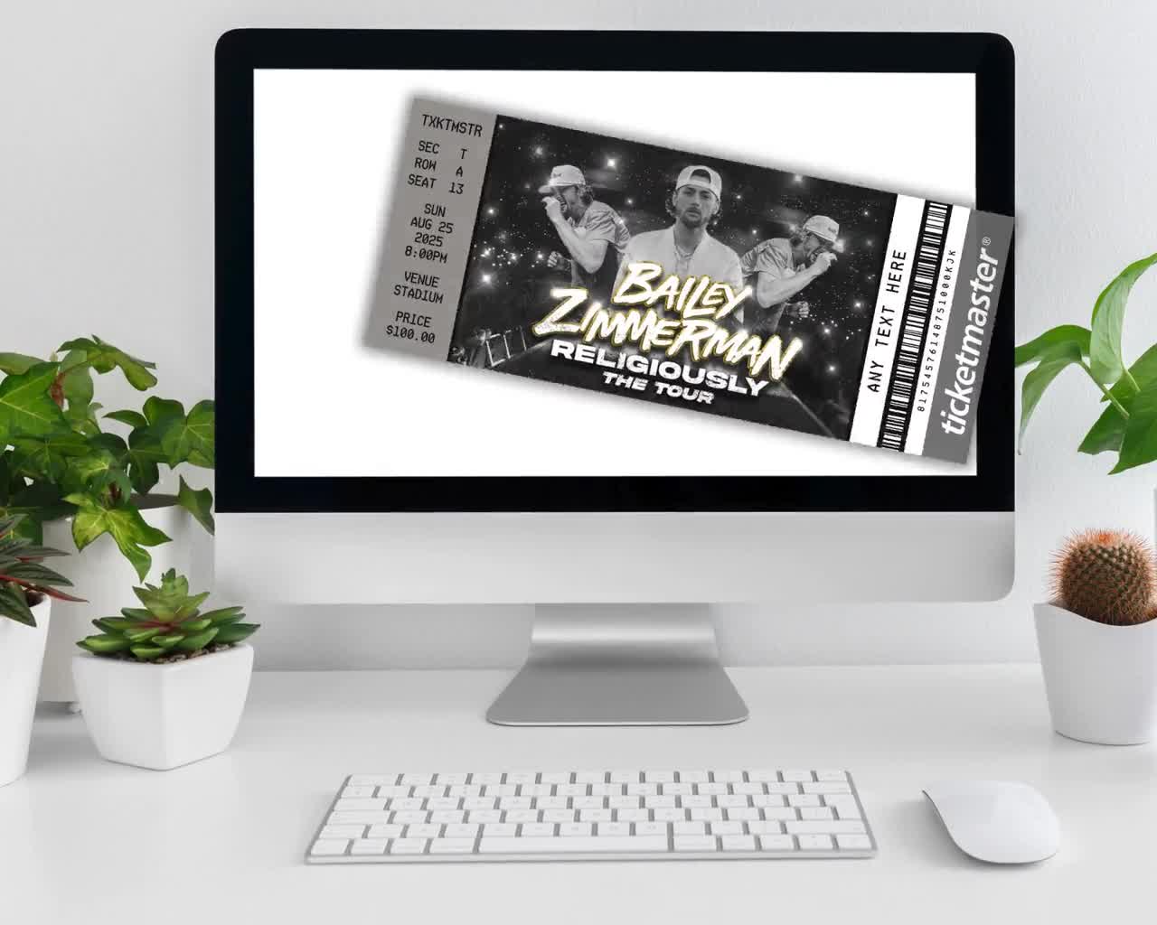 Bailey Zimmerman Editable Ticket, Bailey Concert Ticket, Concert
