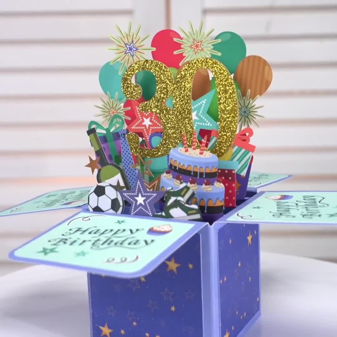 Happy 30th Birthday Surprise Box - Pop up Birthday Card With