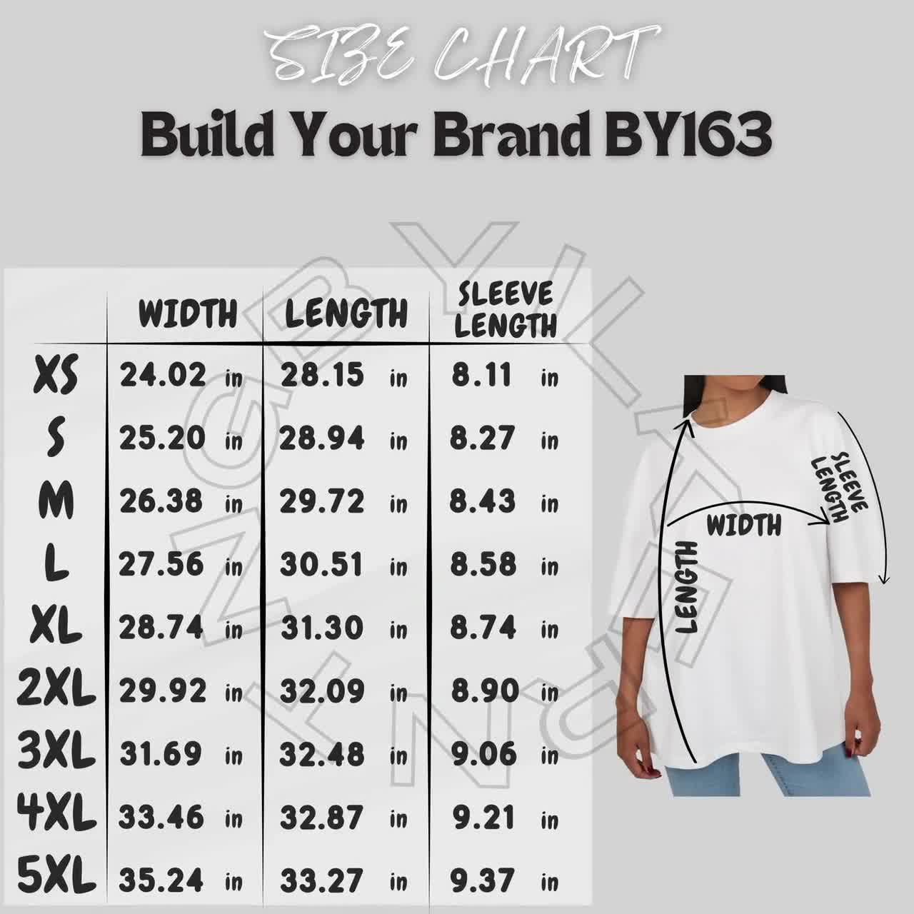 Build Your Brand BY163 サイズ表 | ユニセックス ウルトラヘビー