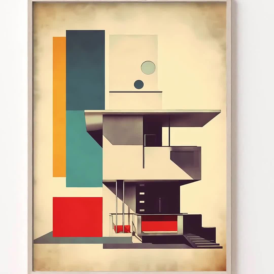 Bauhaus Architecture Poster | Vintage Bauhaus Illustration