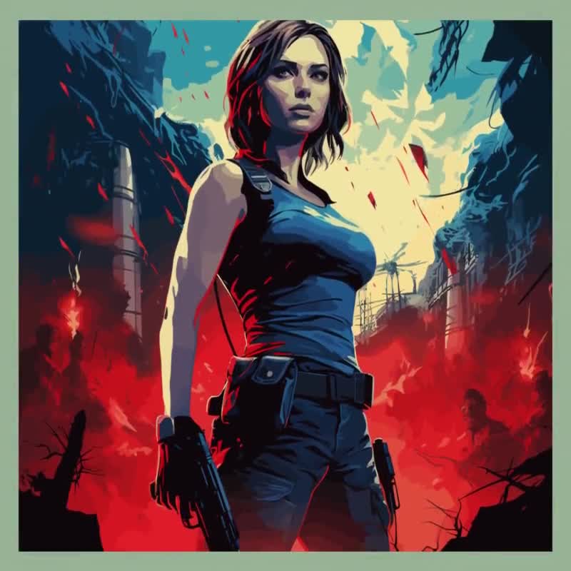 JILL ポスター Jill Valentine Poster, Resident Evil Fan Art, Survival Horror Wall