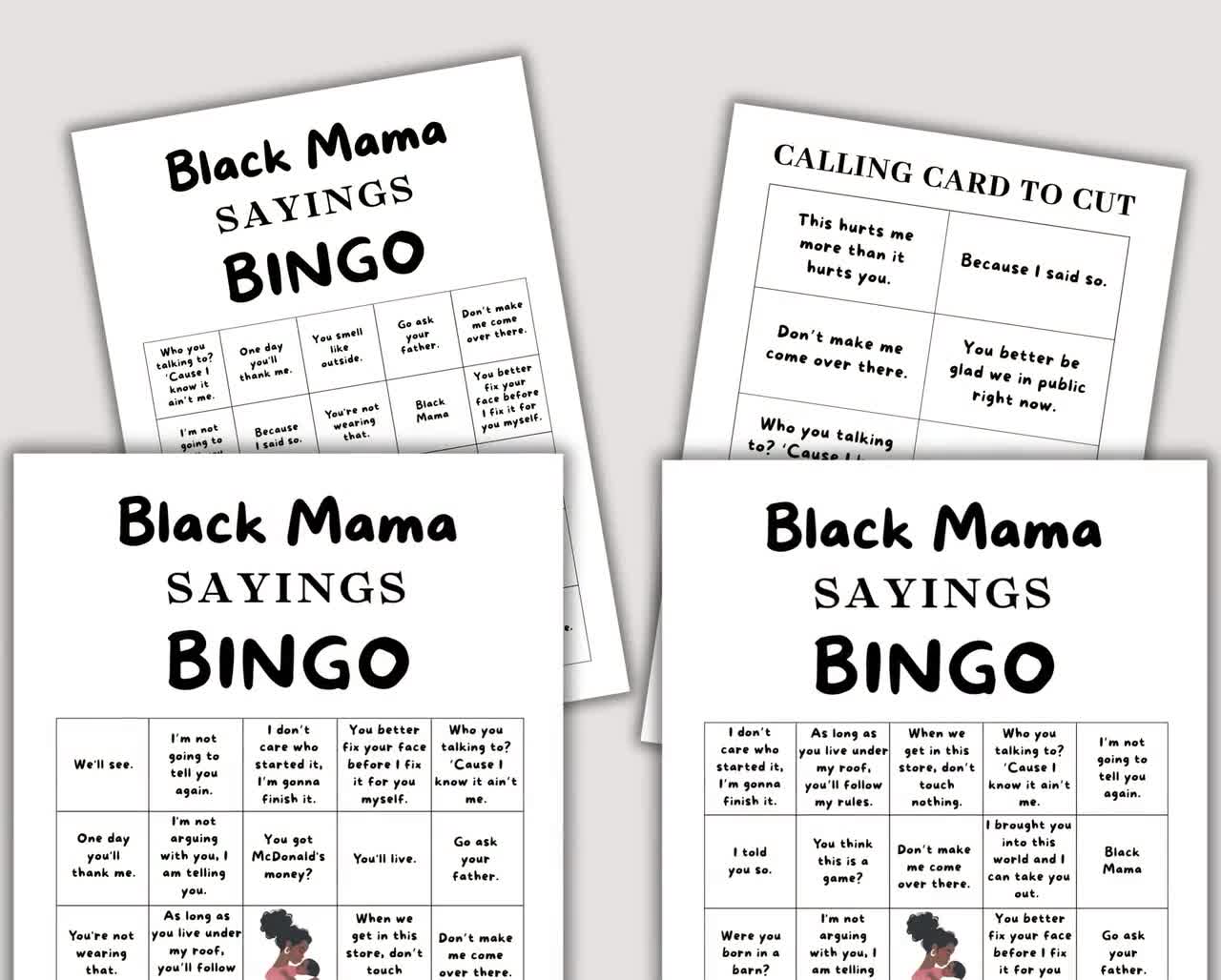 Black Mama Sayings Game Bingo Black Mama Saying, Black Momma