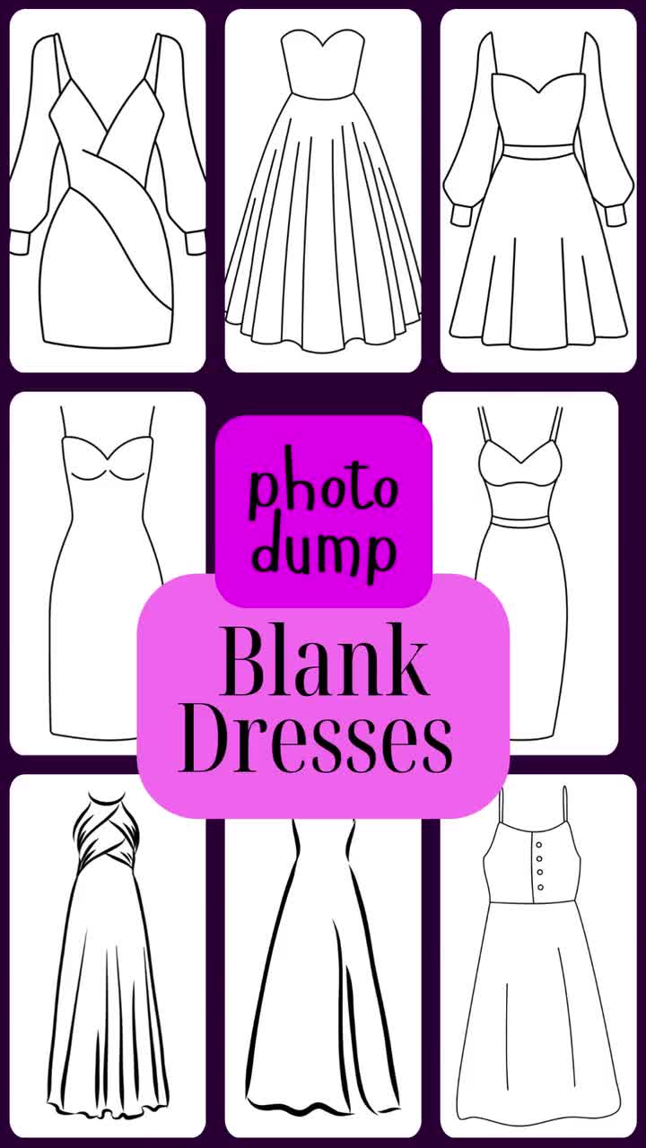 Printable Dress Templates: Fashion Design Sketchbook (56 Pages) (Digital Download)