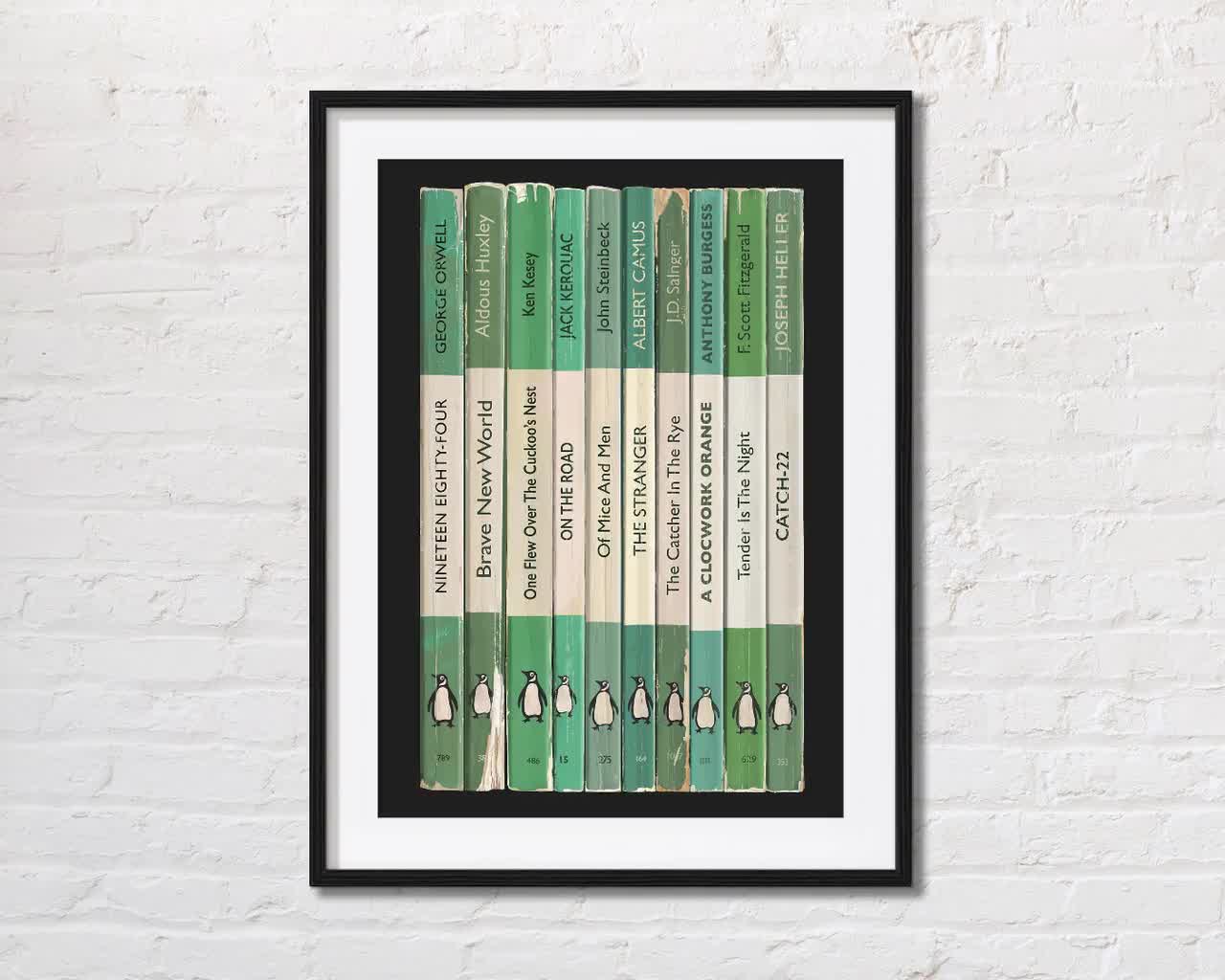 Custom Penguin Rainbow Book Spine Poster | Personalised Vintage