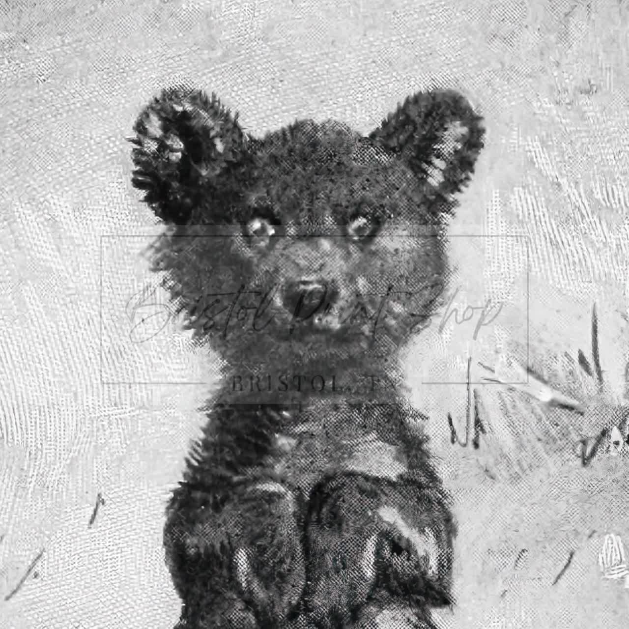 ヴィンテージ 1891 クマの子のイラスト | 白黒プリント | アンティーク