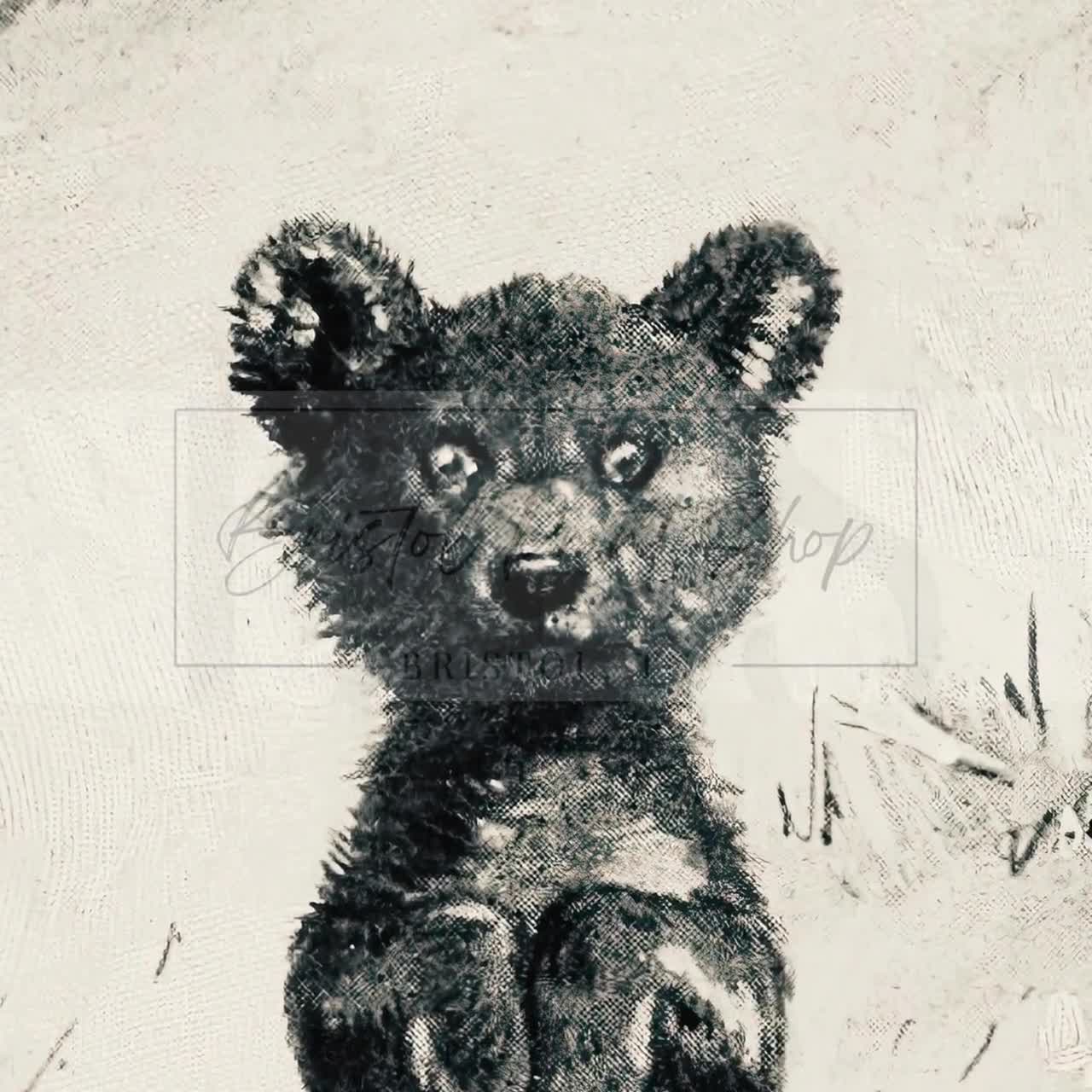 Vintage 1891 Bear Cub Illustration | Muted Print | Antique Wall