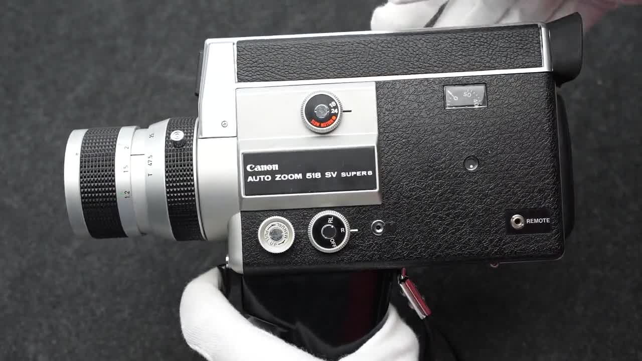 Canon 518 SV Super 8 Camera, 1970s Modernist Design, F/1.8 Canon
