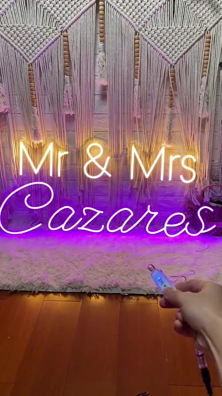 Custom Mr & Mrs Last Name LED Neon Sign, Wedding Backdrop Decor - Etsy