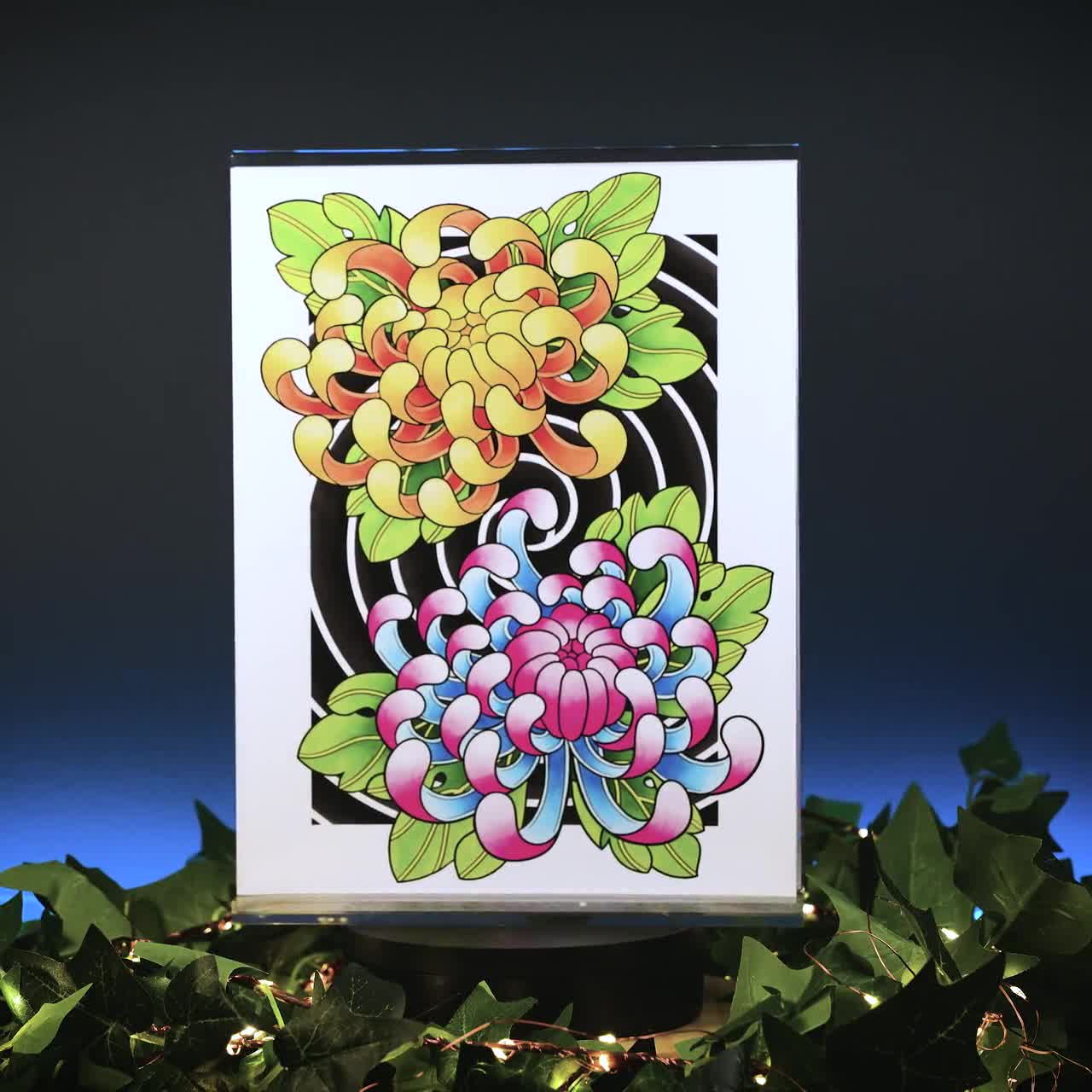 菊の花 伝統的な刺青 日本のタトゥー フラッシュ 手描き オリジナル
