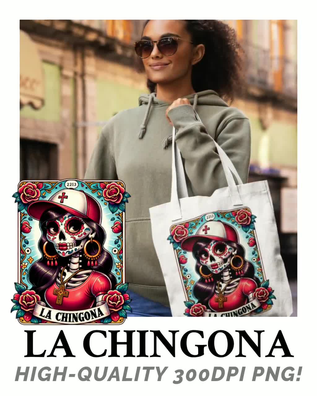 激レア皿chicano rap Latin Bomb Squadな入手困難 La Chingona Tarot Card PNG, Funny Mexican Sublimation Design
