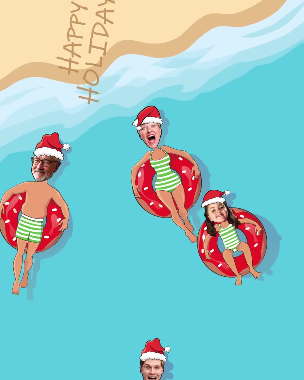 Funny Personalized Family or Office Christmas Card – Beach Photo
