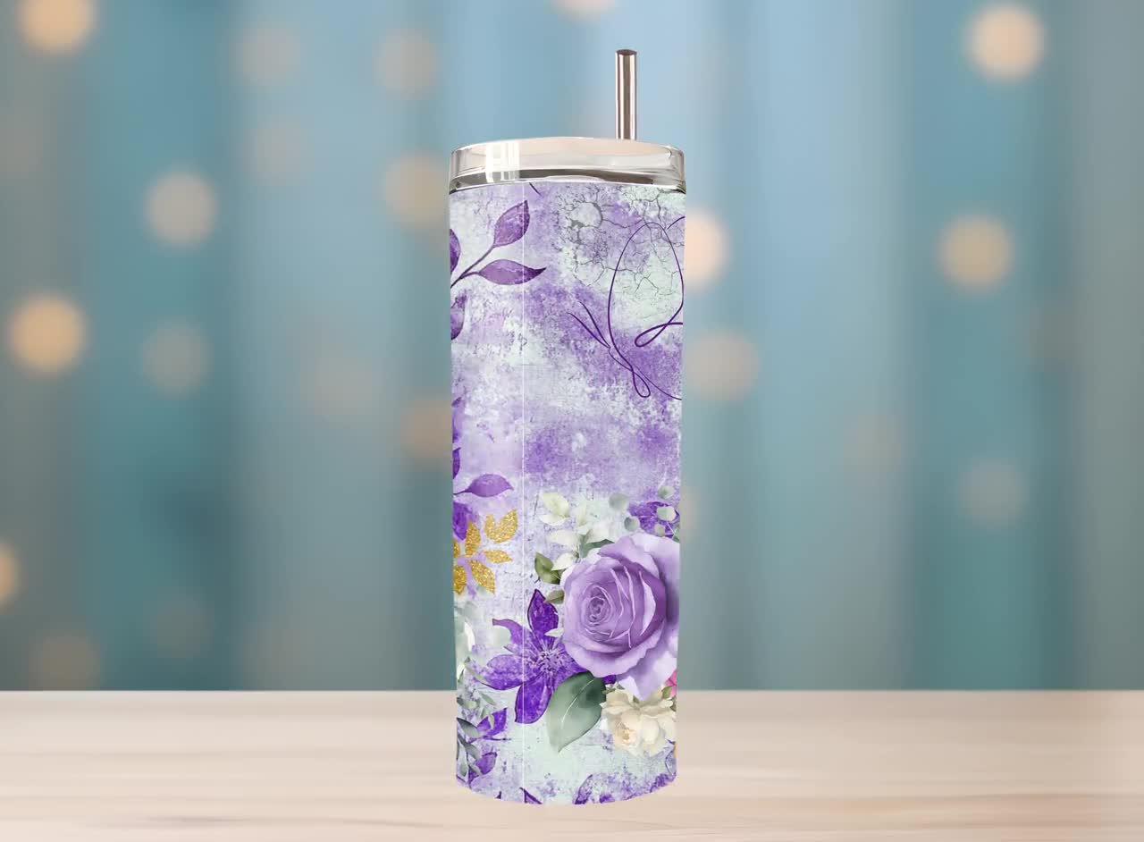 Purple Mis Quince Skinny Tumbler Wrap Png 20oz, Quinceanera
