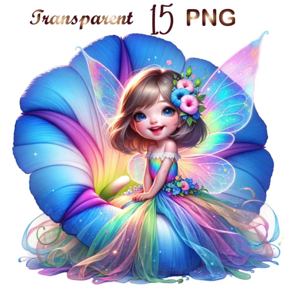 15 虹の妖精、春の妖精クリップアートバンドル png、春の妖精 png