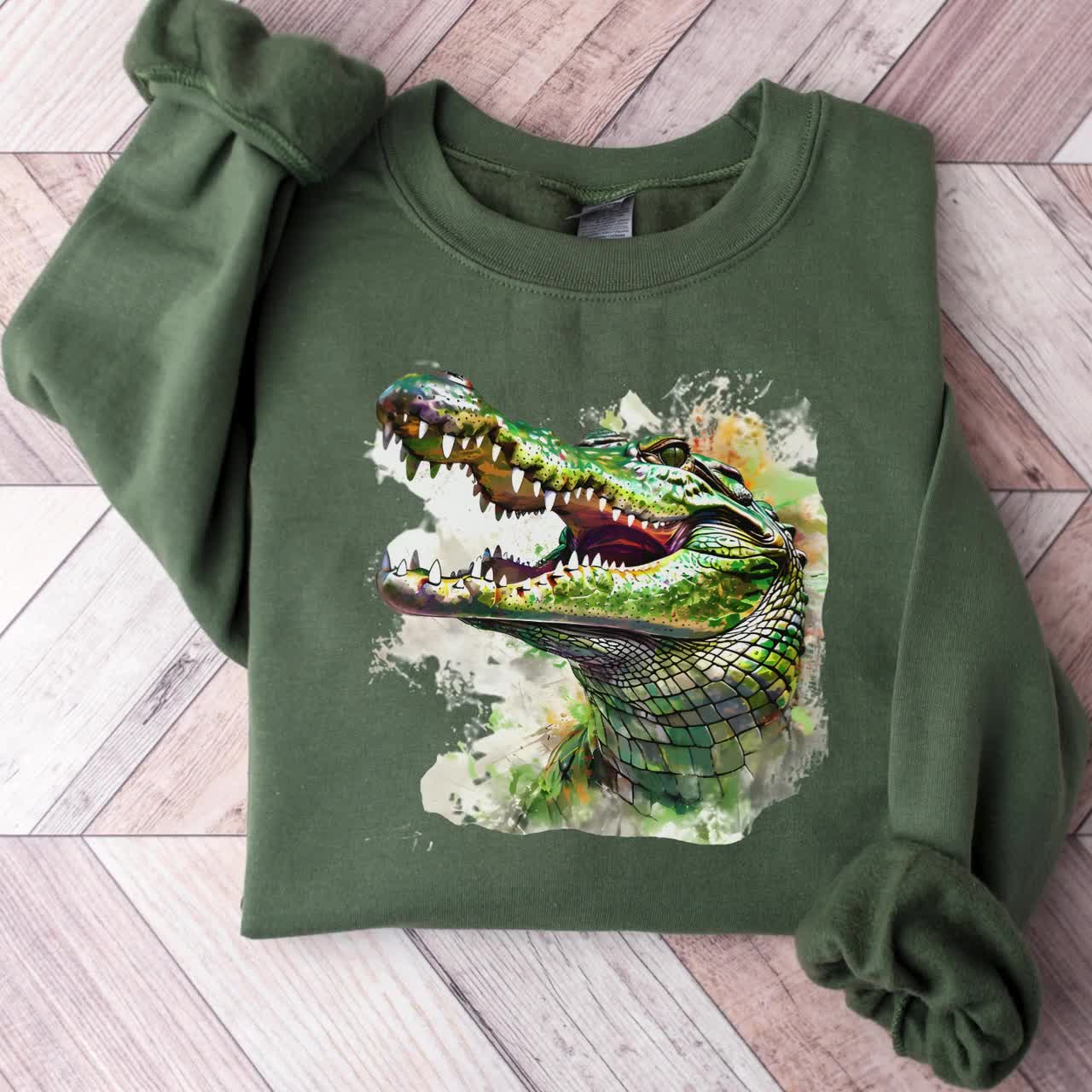 Crocodile Vibrant Sweatshirt | Alligator Sweater | Gift for Her