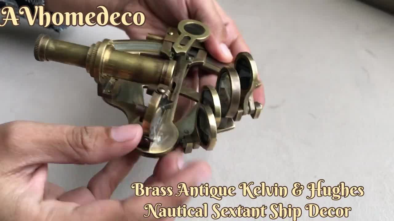 Brass Antique Kelvin & Hughes London Nautical Sextant Ship Decor