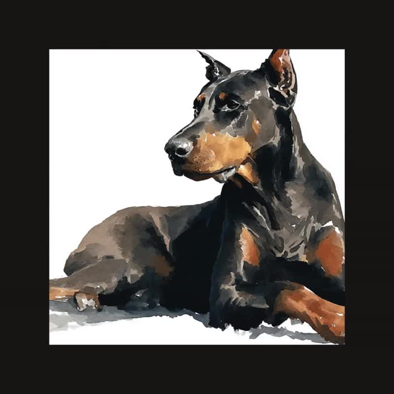 ドーベルマン犬のPNG水彩イラスト62点、ペットの犬をテーマにした