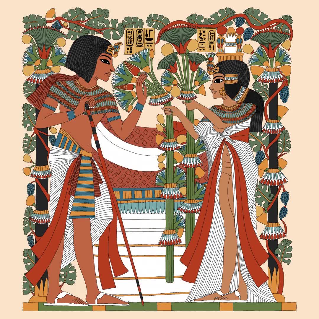 ツタンカーメンとアンケセナーメン、ブドウ畑の中 - 古代エジプトの