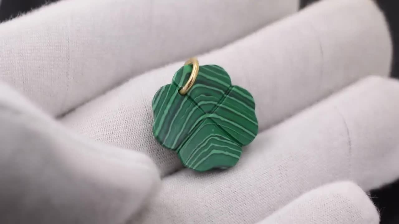マラカイトクローバーペンダント、925シルバー、宝石ネックレス - Etsy