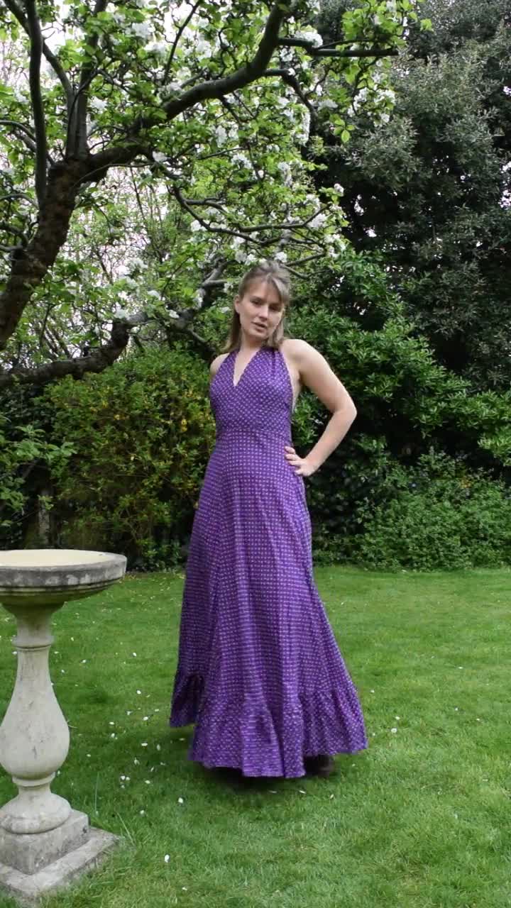 RARE 70s Laura Ashley Halterneck Low Back Dress. 29