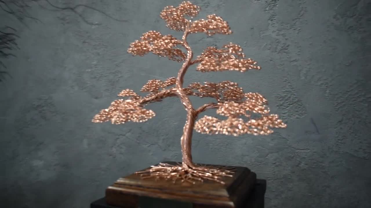 銅線盆栽 | 銅記念日 | 7周年記念 | 彫刻された献辞 | 銅製装飾品