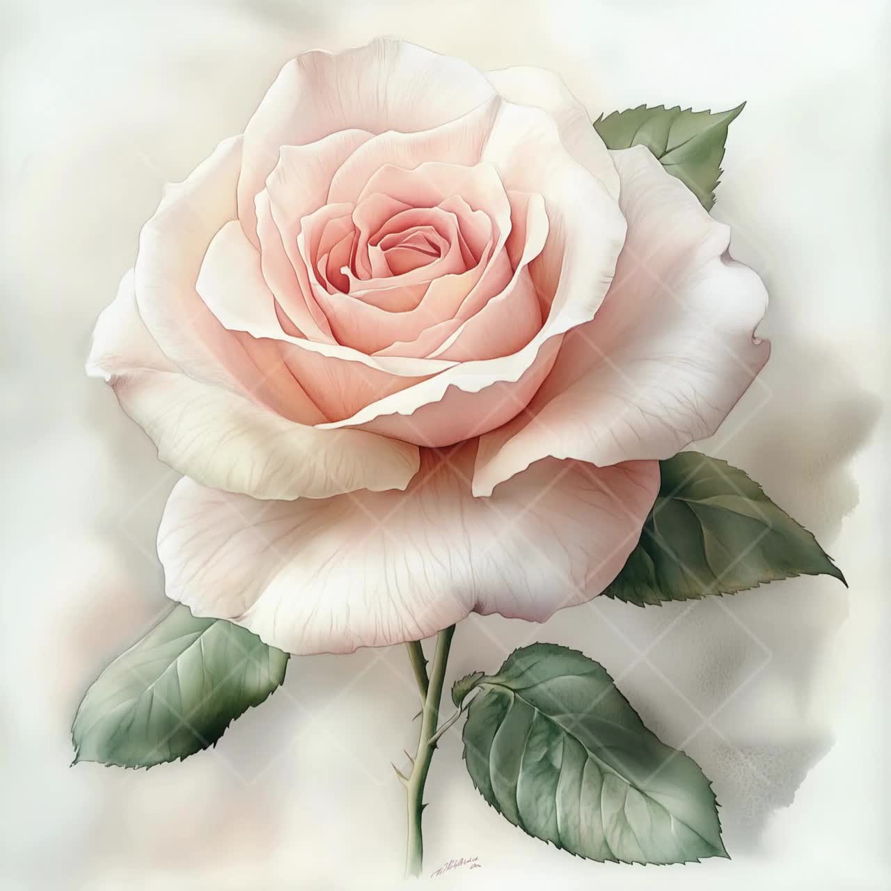 水彩画風バラのクリップアート：ピンク、赤、白の花柄イラスト