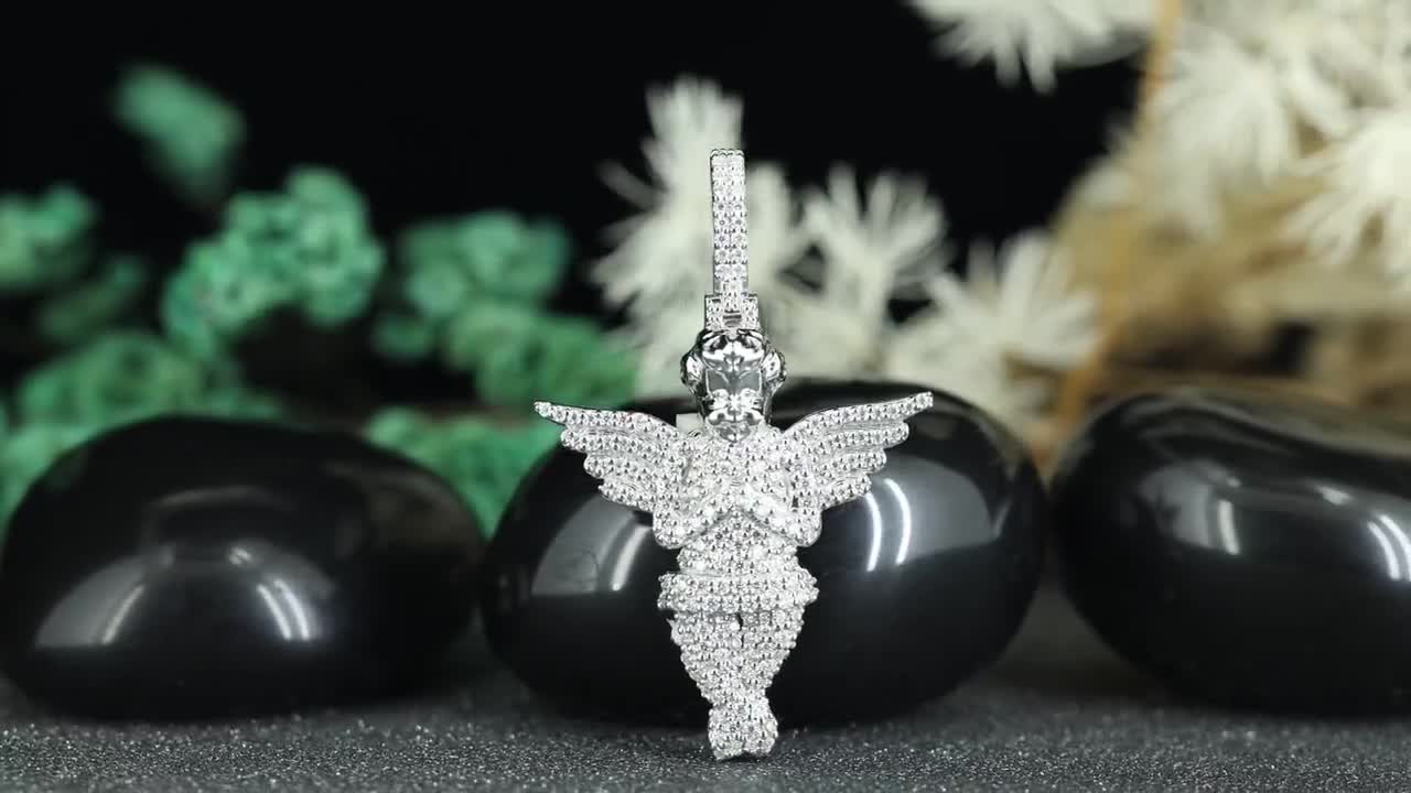 Iced Out Angel Pendant 925 Sterling Silver | Moissanite Cherub