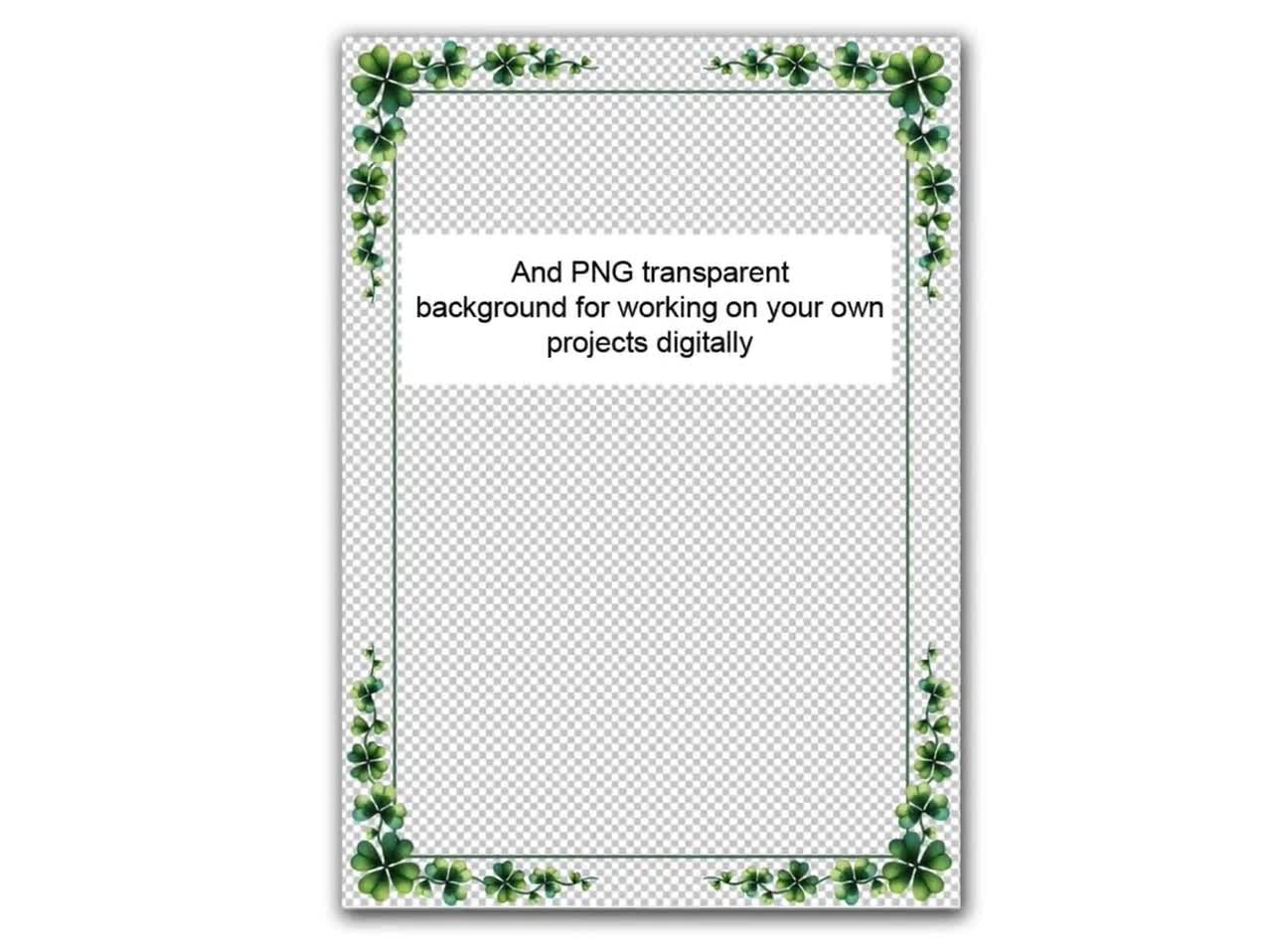 St Patrick's Day Border Frame Printable Clover Clipart PDF/PNG