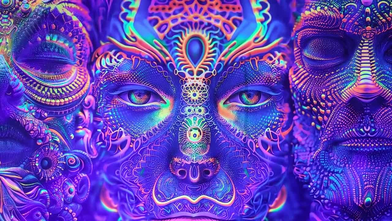 Psychedelic Blacklight Visionary Backdrop – UV Reactive Fractal