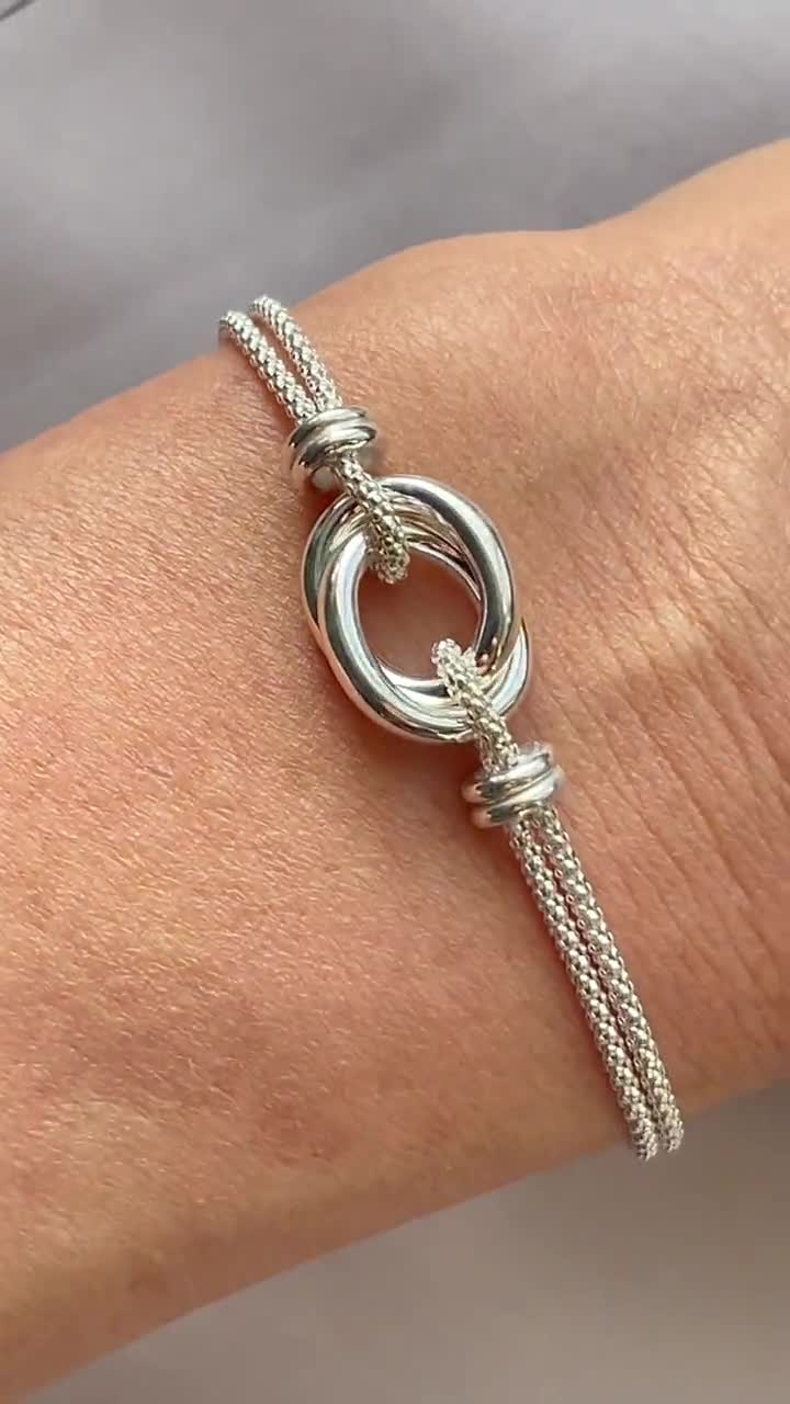 n*e様 SILVER925 KNOT BANGLE/BRACELET/シルバー Sterling Silver 925 Love Knot Popcorn Chain Bracelet - Etsy