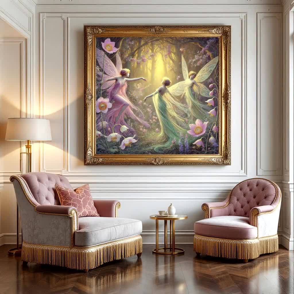 Fantasy Forest Fairies Art Print: Ethereal Woodland Decor (digital