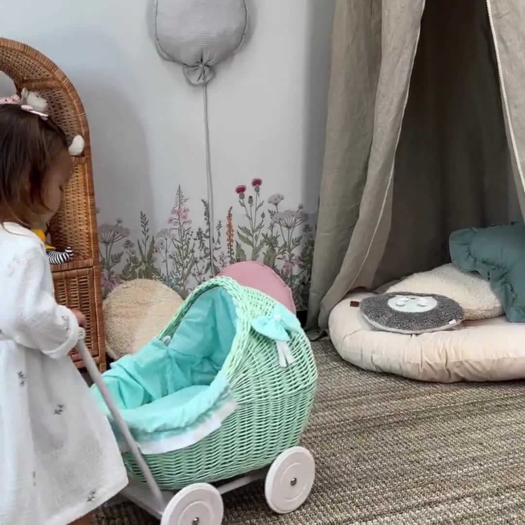 人形用籐製ベビーカー、幼児用軽量ベビーカーおもちゃ、1歳と2歳の誕生