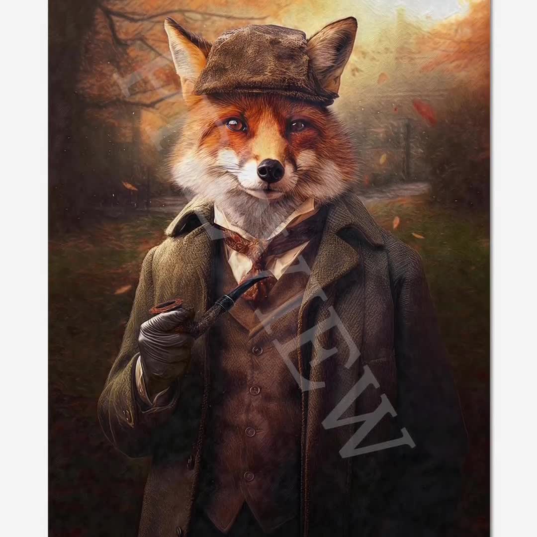 Fox Lord Wall Art Print // Vintage Painting Style Portrait of