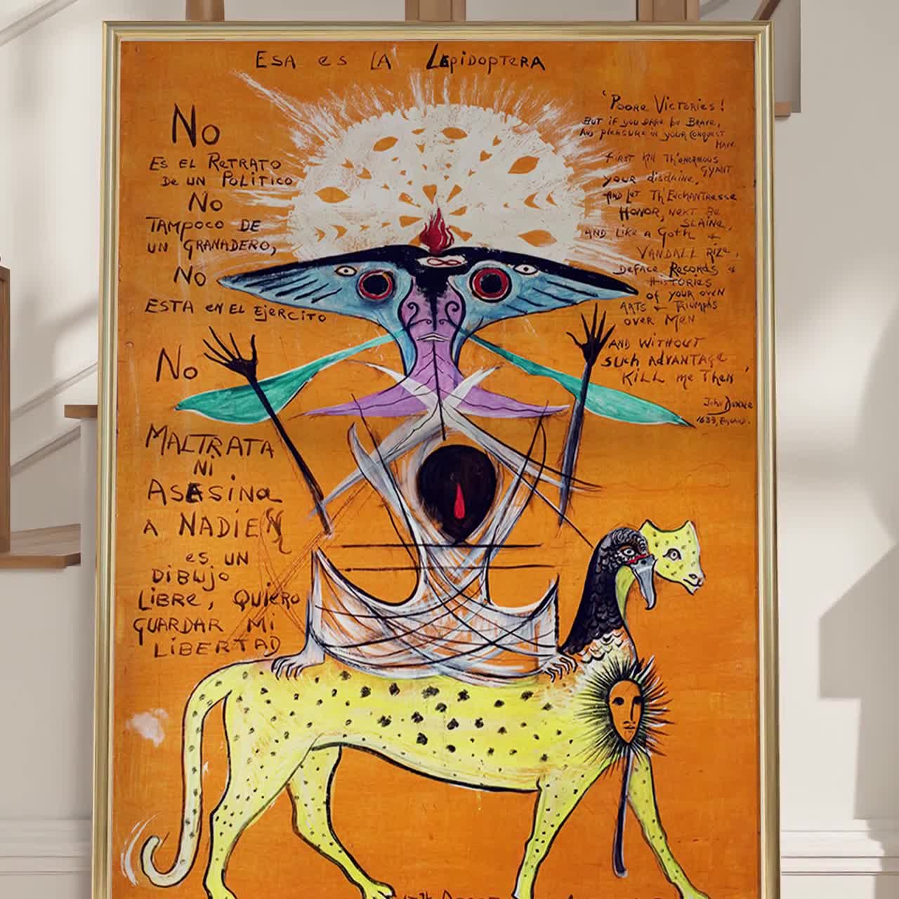 Framed Leonora Carrington Surrealist Poster Print: Lepidoptera