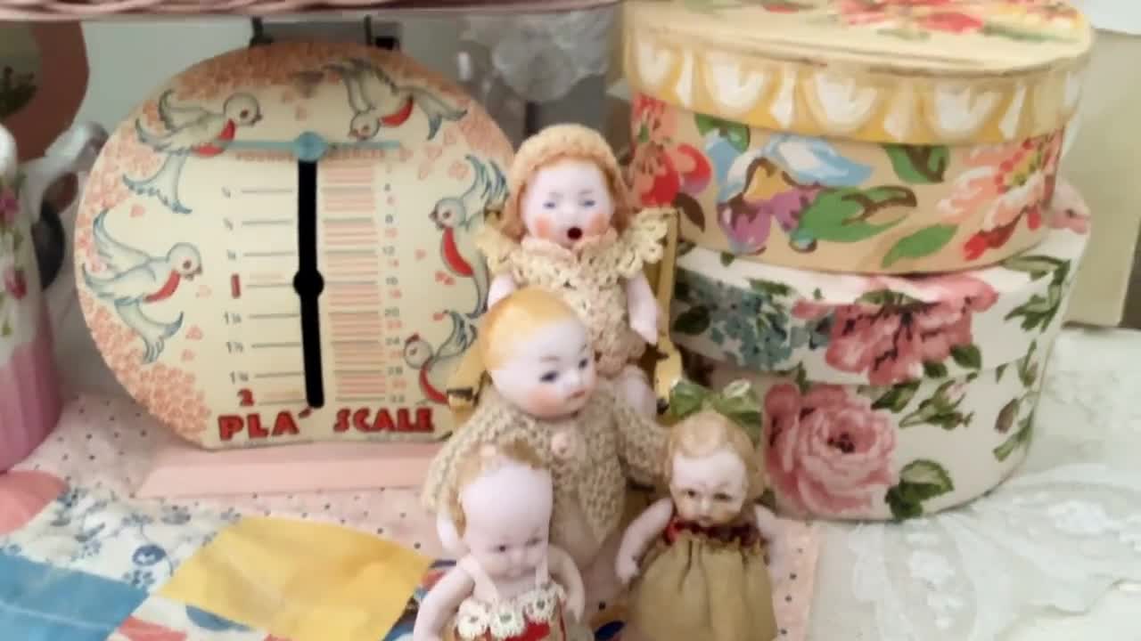 Antique Bisque doll 　small CatE Hertwig社 German Antique Bisque Hertwig Candy Baby Doll 2 3/4 Inches With