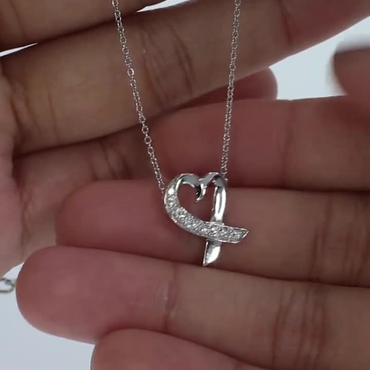 Tiffany & Co. Paloma Picasso 18K White Gold Natural Diamond Heart